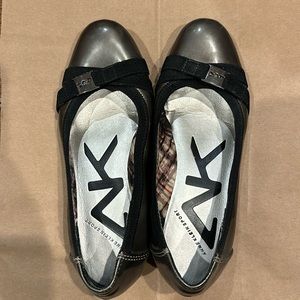 Shiny gray metallic wedge shoes (sz 6M)